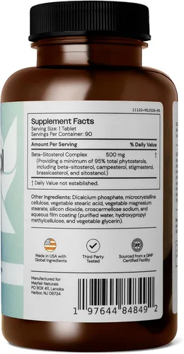 Miniatura 3 de Complejo beta sitosterol, 500 mg, de origen vegetal, 90 tabletas, suplemento de apoyo integral