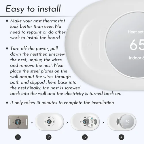 Miniatura 6 de Nest Smart Home - Kit de accesorios de termostato para el hogar, compatible con termostato Google Nest 2020, molduras WiFi programables, paquete