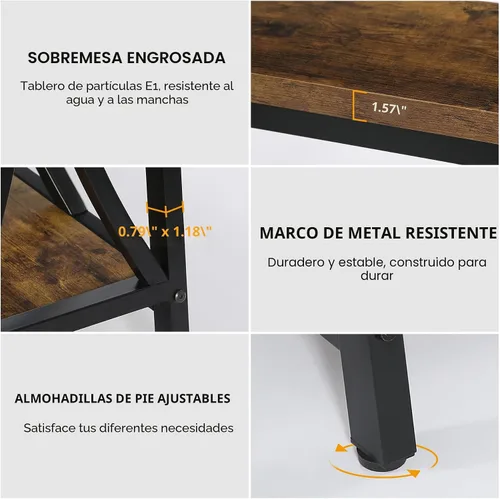 Miniatura 7 de Tribesigns - Mesa consola extralarga de 70.9 pulgadas, mesa de sofá industrial detrás del sofá con estante de almacenamiento de 2 niveles, mesa