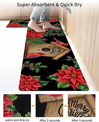 Miniatura 4 de Tapete de baño de Navidad para bañera, antideslizante, de secado rápido y absorbente, tierra de diatomeas, fregadero, dormitorio, cocina, tapete