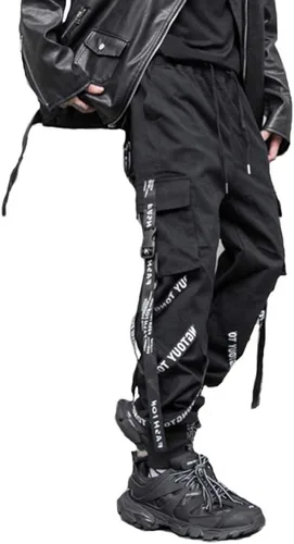 DUDHUH Pantalones cargo para hombre Techwear Hip Hop Harem Pantalones Streetwear Fashion Tactical Track Jogger Pantalones