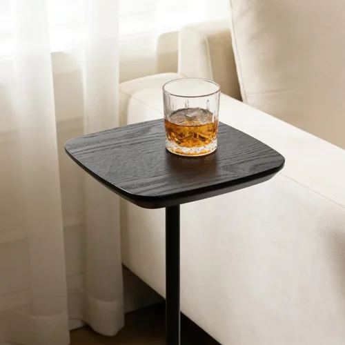 Miniatura 9 de Mesa auxiliar de pedestal, mesas pequeñas para bebidas, soporte de pedestal, mini mesa auxiliar cuadrada negra, mesas de café de Martini, mesa Negro