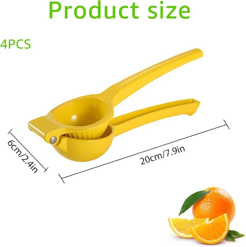 Miniatura 2 de Exprimidor de limón de 4 piezas, prensa de mano de aleación de aluminio, exprimidor manual de cítricos, exprimidor de lima multiusos para cocina