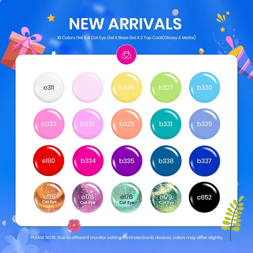 Miniatura 2 de Beetles - Juego de esmaltes de uñas de gel Magical Kingdom, kit de esmalte de gel de ojo de gato, 20 colores rosa brillante, azul, blanco, negro