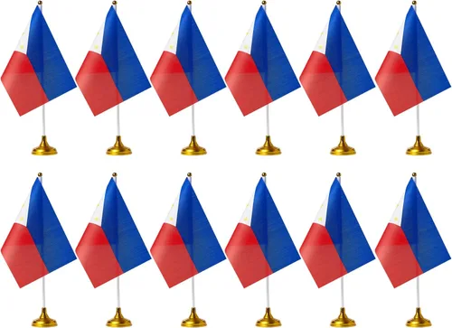 Miniatura 8 de ZXvZYT Bandera de Colombia - Bandera colombiana de escritorio, pequeñas banderas de mesa colombianas para oficina con base de soporte (12 unidades)