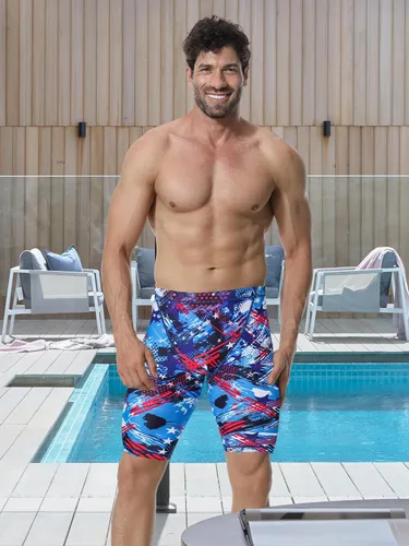 Miniatura 4 de KGKE Pantalones cortos de natación de pierna cuadrada para hombre UPF50+,Retención de la forma de la tela de los hombres del traje de baño