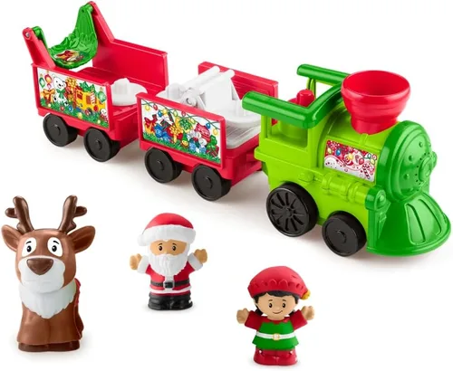 Fisher-Price Little People - Tren musical navideño para niños pequeños con figuras de Santa, elfo y reno para juego de rol para niños de 1+ años