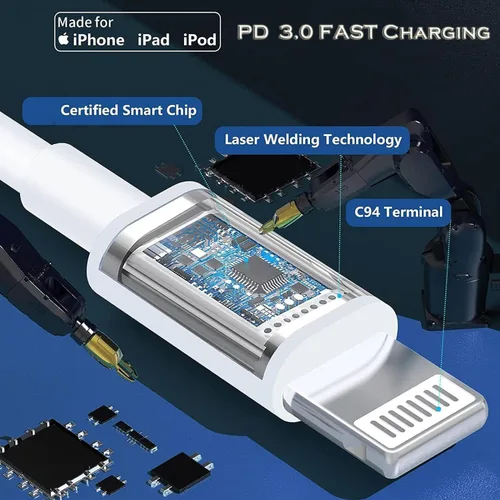 Miniatura 5 de Cargador de carga rápida para iPhone 17 de 10 pies, adaptador de bloque de carga rápida USBC de 20 W con cable USB C a USB C de 10 pies de largo
