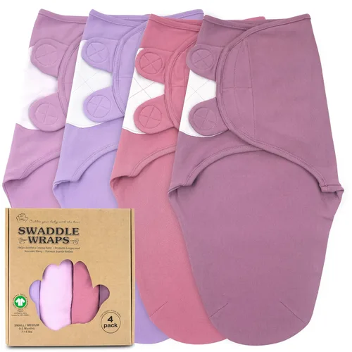 Miniatura 20 de Mantas para envolver para recién nacidos – Juego de 3 mantas para bebé de 0-3 meses – Saco de dormir ajustable – Envuelto suave de algodón orgánico