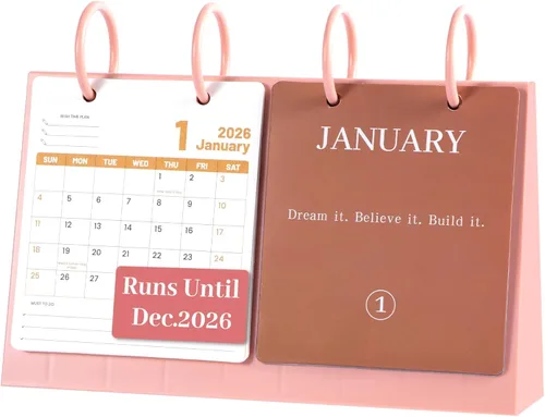 Miniatura 17 de Calendario de escritorio pequeño 2025-2026, de diciembre de 2025 a diciembre de 2026, calendario mensual decorativo para escritorio con citas Azul