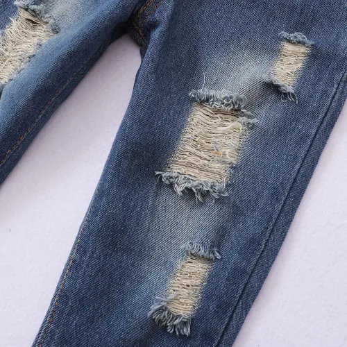 Miniatura 7 de XUANHAO Ropa de bebé niña de 12, 18 y 24 meses, trajes para niñas pequeñas, ropa de mezclilla con volantes, pantalones de mezclilla rasgados