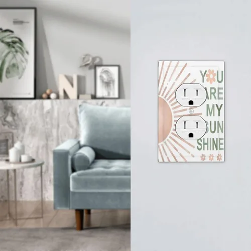 Miniatura 7 de Cubiertas de Placas de Pared Dúplex Individual con Sol Minimalista Moderno de Palabras Inspiradoras Abstractas Boho, Cubierta de Interruptor de Luz