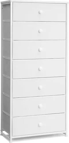 Crestlive Products Tocador Alto, Torre de Almacenamiento de 7 Cajones de Tela, Cajones Verticales - Unidad Organizadora para Dormitorio, Pasillo,