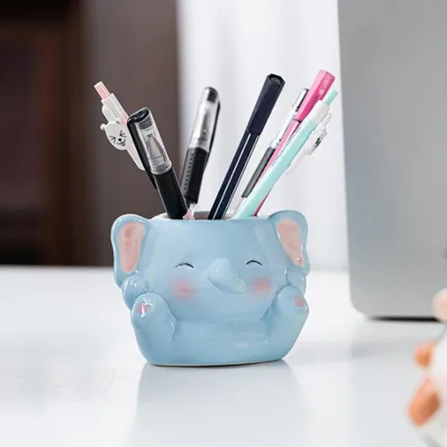 Miniatura 5 de DIYOMR Bonita maceta de animales, mini maceta de cerámica con forma de animal de dibujos animados para suculentas, soporte para plantas de aire