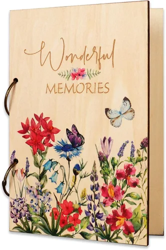 Giiffu - Libro organizador de tarjetas de felicitación, carpeta de madera para tarjetas de felicitación | Álbum de recuerdo de tarjeta de cumpleaños