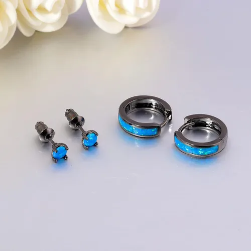 Miniatura 184 de CiNily Aretes Huggie de ópalo con bisagras, chapados en oro, hipoalergénicos, pequeños aretes de aro para mujeres, adolescentes, niñas, hombres