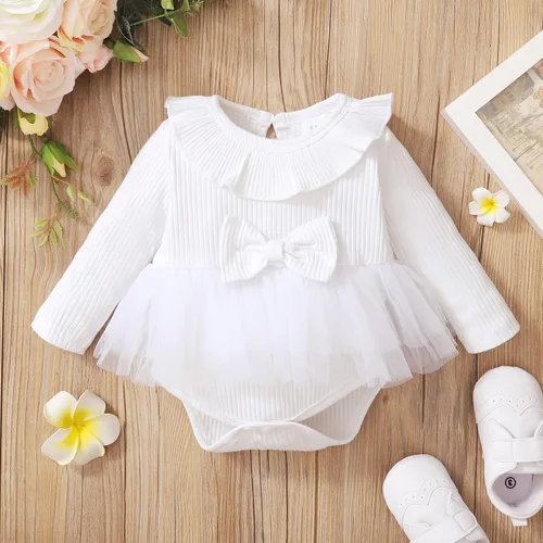 Miniatura 17 de OPAWO Vestido de bebé recién nacido, vestido de verano sin mangas, enterizo con cuello halter, vestido de tul de una pieza, 0-18 meses