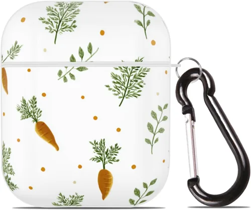 Funda de zanahorias naranjas para Airpod 2/1 con llavero de protección completa de plástico accesorios para la piel para mujeres y hombres