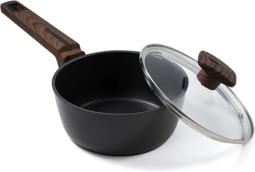 Miniatura 12 de MSMK Cacerola antiadherente de 3.5 cuartos de galón con tapa, mango que se mantiene frío, quemado también antiadherente, sin PFOA, no tóxico