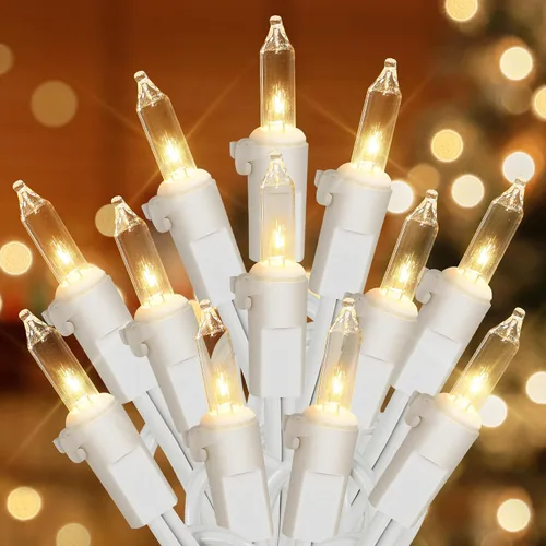 Miniatura 14 de Hopolon Mini Luces en Cadena Rojas de Navidad 2 Juegos de 50 Unidades 13 Pies Bombillas Incandescentes Mini Luces en Cadena Impermeables para Rojo