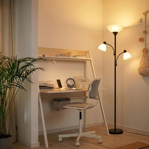 Miniatura 3 de Brightech Sky Dome Lámpara de pie doble LED, lámpara de pie Torchiere súper brillante con 2 lámparas de lectura para salas de estar y oficinas