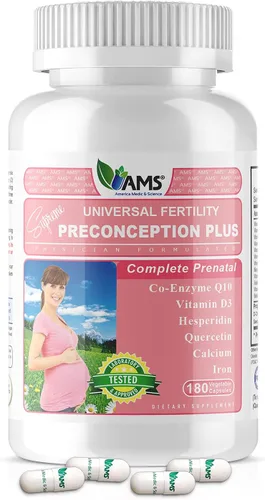 America Medic & Science Preconception Plus (180 cápsulas) Concepción y suplemento de fertilidad | Píldoras formuladas por médicos para apoyar la