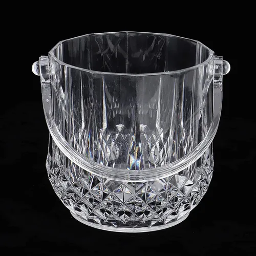 Miniatura 7 de Cubo de hielo de plástico, cubo de hielo acrílico transparente de 1.8 L con asa de transporte, enfriador de bebidas de vino champán para familias