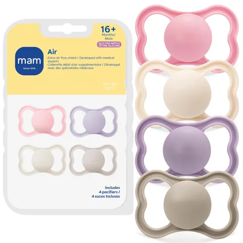 Miniatura 12 de MAM Air Day & Night - Chupete para bebé, para piel sensible, brilla en la oscuridad, más de 16 meses, niña, 4 unidades (paquete de 12)
