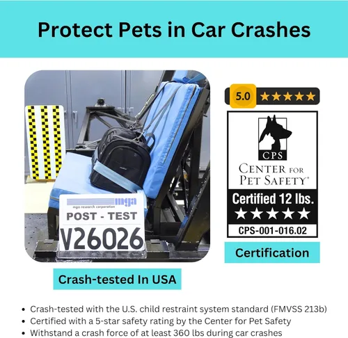 Miniatura 2 de Transportador expandible para gatos y asiento de automóvil para perros pequeños, certificado CPS para protección contra choques y viajes seguros