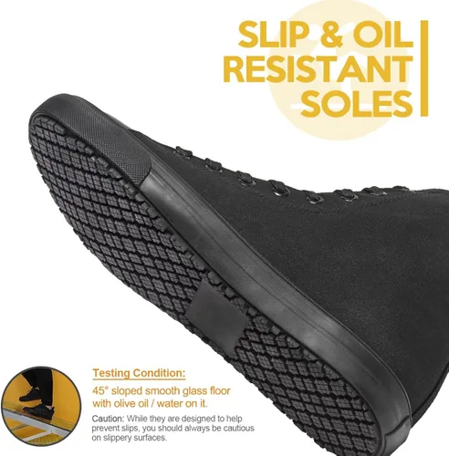 Miniatura 2 de Zapatos de trabajo de lona antideslizantes para hombres y mujeres, para servicio de comida, color negro, casual, zapatos de servicio de restaurante