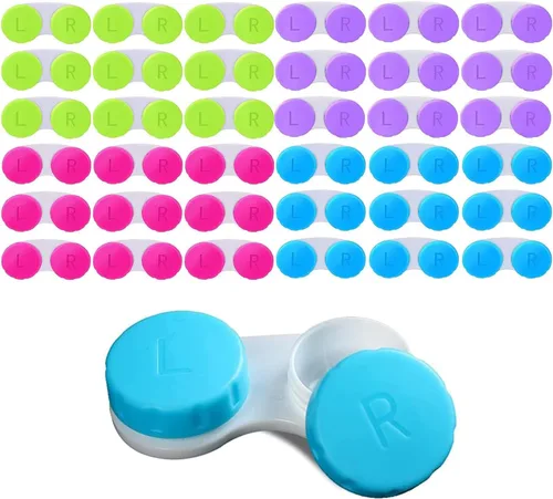 Miniatura 10 de KISEER Paquete de 12 cajas coloridas para lentes de contacto Kit de almacenamiento en remojo