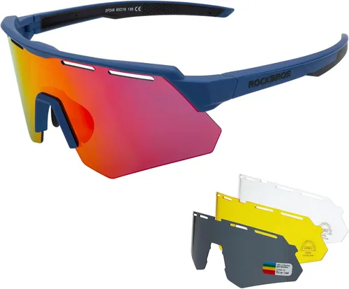 ROCKBROS Gafas de sol deportivas polarizadas para hombres, para béisbol, ciclismo, protección UV400 para mujeres y hombres Azul