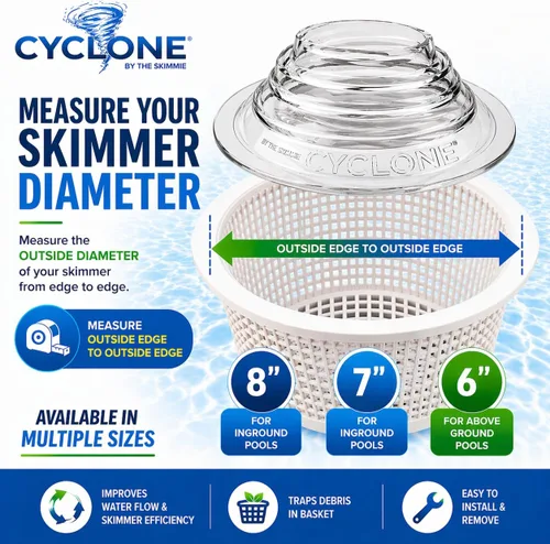 Miniatura 3 de The Skimmie Cyclone 6" (Cesta del skimmer NO incluida) - SOLO para piscinas sobre el suelo - Turboalimenta el flujo de agua del skimmer