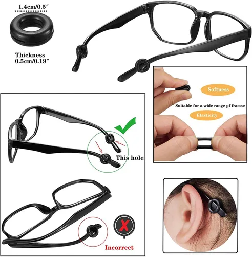 Miniatura 5 de 34 retenedores de lentes de silicona, soportes para patillas para gafas, protectores antideslizantes, tapones para lentes que se mantienen en su