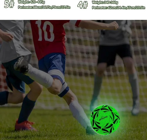 Miniatura 3 de Pelota de fútbol iluminada, pelota de fútbol que brilla en la oscuridad tamaño 4/5 con bomba, pelotas de fútbol luminosas para juegos de día y noche