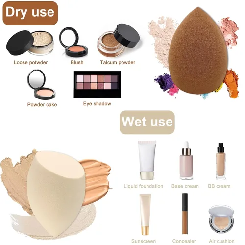 Miniatura 3 de 12 piezas de set de esponjas de maquillaje profesional, sin látex, suaves y perfectas para aplicar polvo, esponjas multicolores para mezclar 12