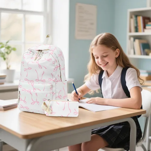 Miniatura 49 de Bluboon Juego de mochila para adolescentes, mochila escolar para niñas, lonchera y lápices, bolsas para estudiantes, 3 en 1, rosa-3 juegos, Escuela