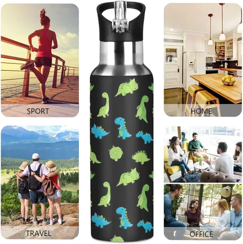 Miniatura 5 de Insulated Stainless Steel Water Bottle with Straw 20 Oz, BPA-Free Sport Water Bottle for Gym Outdoor Travel School, Cute Dino