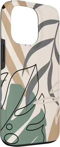 Miniatura 3 de Funda abstracta minimalista exótica para iPhone 13 Pro Tropical Botanical Beige Brown
