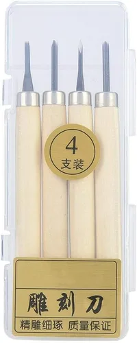 Juego de herramientas de tallado de madera, 4 piezas, kit de cuchillos de tallado de madera, incluye cuchillos de corte de cincel para