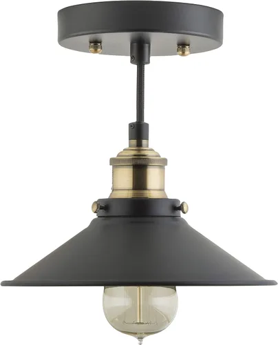 Miniatura 6 de Linea di Liara LL-P407 lámpara de techo industrial Andante, aplique de un foco con pantalla de metal y cable, con cubierta de 5 pulgadas, diseño