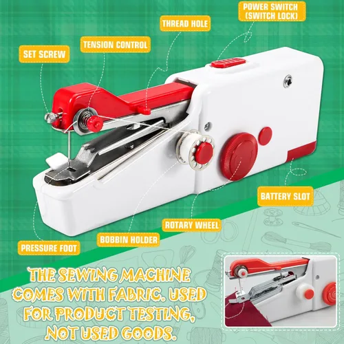 Miniatura 5 de Nupec Máquina de coser de mano, mini máquina de coser de mano portátil inalámbrica para principiantes, hogar y viajes, reparaciones rápidas