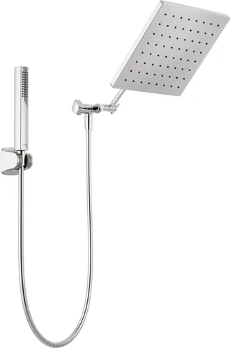Miniatura 10 de Delta Faucet - Conjunto de regadera tipo lluvia de 10 pulgadas y ducha de mano, regadera cuadrada dorada, de efecto lluvia, ducha de mano, de alta