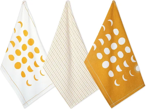 Folkulture Toallas de cocina con lazo para colgar, 18 x 28 pulgadas, juego de 3 paños de cocina modernos o paños de cocina para secar platos, paños