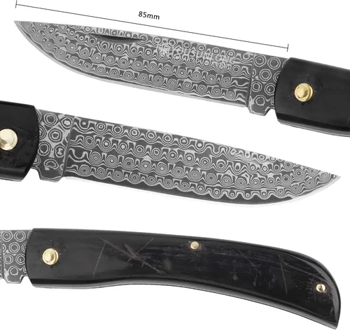 Miniatura 3 de YOUSUNLONG Cuchillo de bolsillo plegable de 7.480 in - Cuchillo de transporte diario - Cuchillo de una mano con funda de cuero y caja de cuchillos
