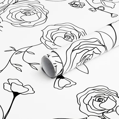 Miniatura 16 de Safiyya Papel tapiz de 118 x 17.3 pulgadas, papel de contacto dorado y azul, papel tapiz floral, autoadhesivo, extraíble, para cubrir dormitorios