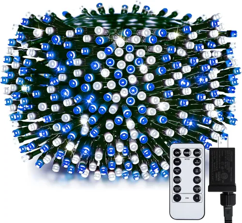 Miniatura 12 de Minetom Luces LED para árbol de Navidad de 50 pies, 1000 luces LED para exteriores, cuerda de petardos para exteriores, 12 modos, temporizador