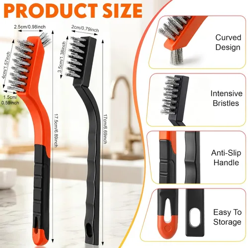 Miniatura 2 de Zhehao 90 Pcs Mini Wire Brushes Set for Cleaning Small Stainless Metal Brush Scrub Masonry Brass Wire Curved Handle for Cleaning Welding Slag Rust