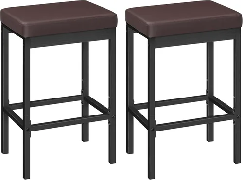 Miniatura 14 de HOOBRO Taburetes de bar, juego de 2 sillas de bar, taburetes de 24.8 pulgadas de altura, taburetes de desayuno, taburetes de cocina, tapicería de 2