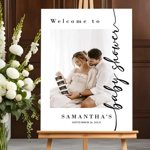 Miniatura 2 de Letrero de bienvenida con foto personalizada para baby shower, cartel de baby shower con foto, póster de baby shower, decoración de baby shower
